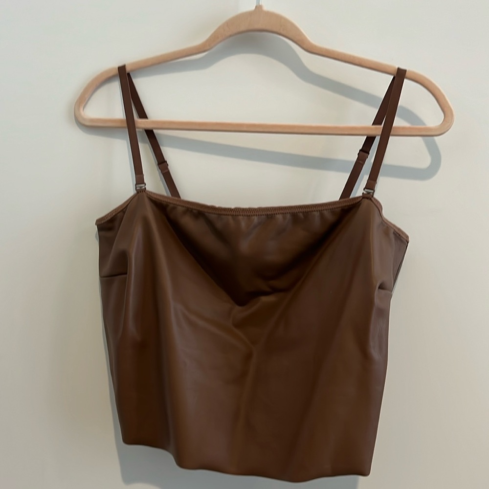 Skims brown faux leather crop